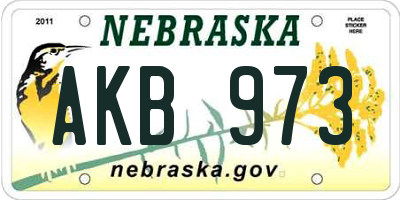 NE license plate AKB973