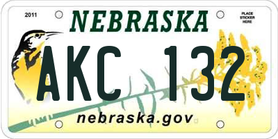 NE license plate AKC132