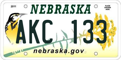 NE license plate AKC133