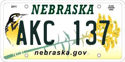 NE license plate AKC137