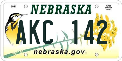NE license plate AKC142