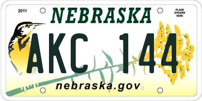 NE license plate AKC144