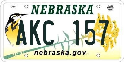 NE license plate AKC157