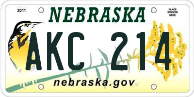 NE license plate AKC214