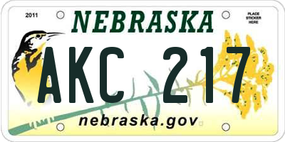 NE license plate AKC217