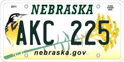 NE license plate AKC225
