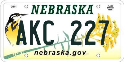 NE license plate AKC227
