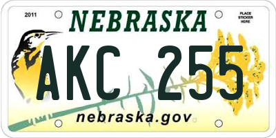 NE license plate AKC255