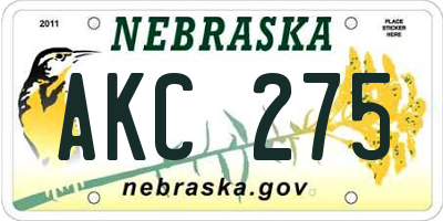 NE license plate AKC275