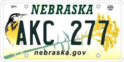 NE license plate AKC277
