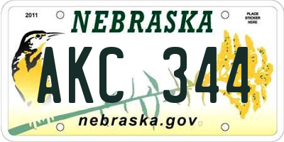 NE license plate AKC344