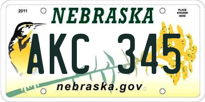 NE license plate AKC345