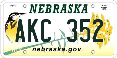 NE license plate AKC352