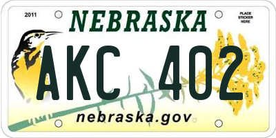 NE license plate AKC402