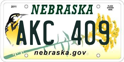NE license plate AKC409