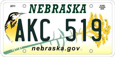 NE license plate AKC519