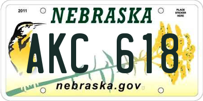 NE license plate AKC618