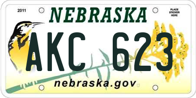 NE license plate AKC623
