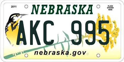 NE license plate AKC995