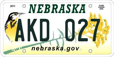 NE license plate AKD027