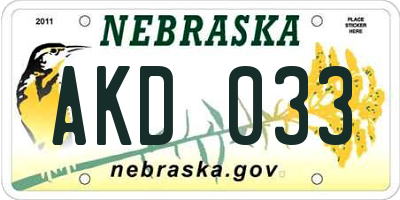 NE license plate AKD033