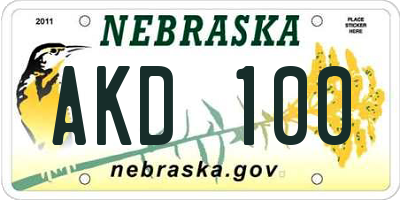 NE license plate AKD100