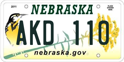 NE license plate AKD110