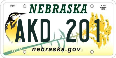 NE license plate AKD201