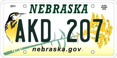 NE license plate AKD207