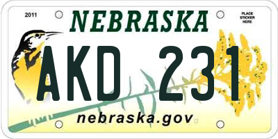 NE license plate AKD231