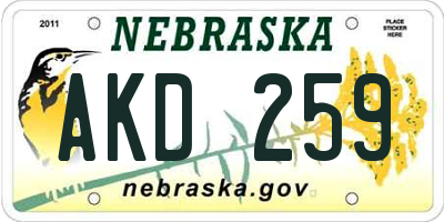 NE license plate AKD259