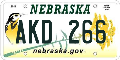 NE license plate AKD266