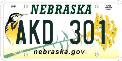 NE license plate AKD301
