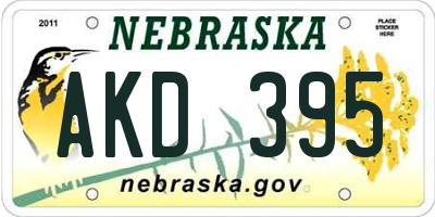 NE license plate AKD395
