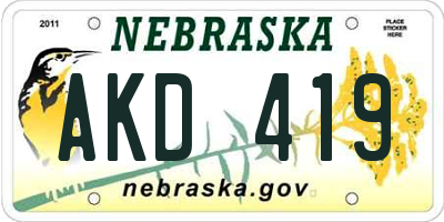 NE license plate AKD419