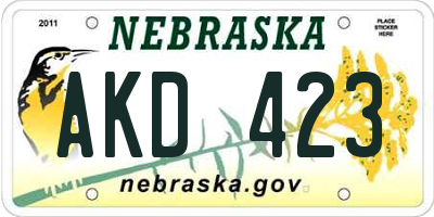 NE license plate AKD423
