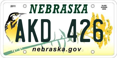 NE license plate AKD426
