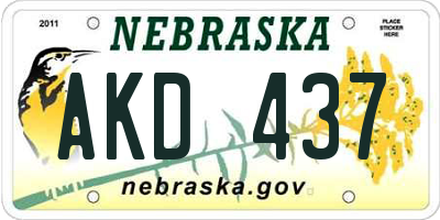 NE license plate AKD437