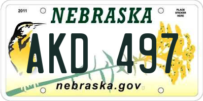NE license plate AKD497
