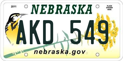 NE license plate AKD549