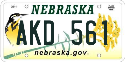 NE license plate AKD561