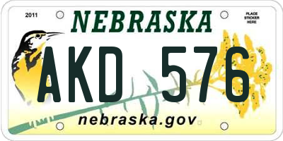 NE license plate AKD576