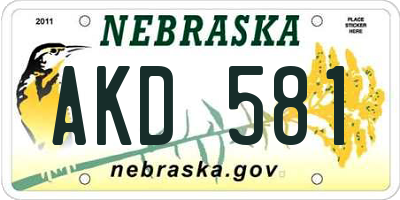 NE license plate AKD581
