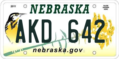 NE license plate AKD642