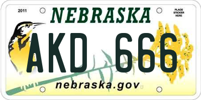 NE license plate AKD666