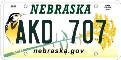 NE license plate AKD707