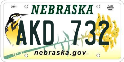 NE license plate AKD732