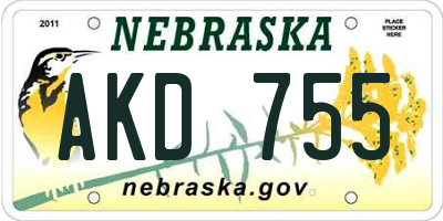 NE license plate AKD755