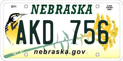 NE license plate AKD756