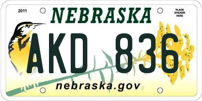 NE license plate AKD836